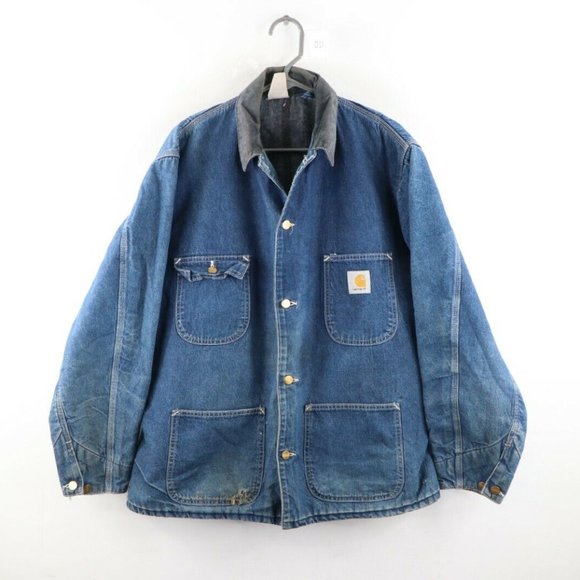 Vintage 90s Carhartt Thrashed Blanket Denim Jacket